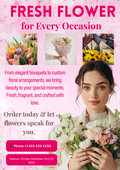 Pastel botanical Florist Flyer Template with flower bouquet illustrations for flower shop marketing.