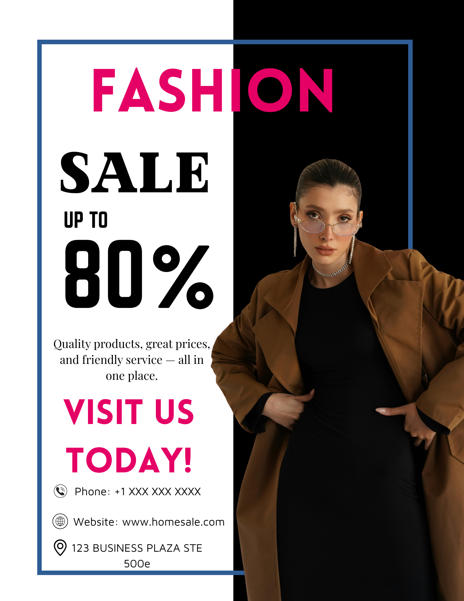 Bold Sales Flyer Template featuring retail discount percentages for boutique promotions and seasonal clearance events.