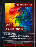 Professional art exhibition flyer template for Canva featuring an editable gallery opening poster and artist showcase event marketing design for 8.5x11 prints.