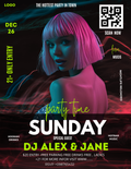 Professional club flyer template for Canva featuring an editable nightclub party poster and guest DJ event marketing design for 8.5x11 prints.