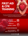 Professional CPR flyer template for Canva featuring an editable first aid training poster and life-saving certification class marketing design for 8.5x11 prints.