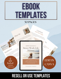 Professional ebook flyer template for Canva featuring an editable book launch poster and digital product lead magnet design for 8.5x11 prints.