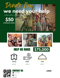 Professional fundraising flyer template for Canva featuring an editable charity event poster and non-profit donation price list for 8.5x11 prints.