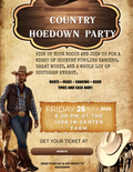 Professional hoedown flyer template for Canva featuring an editable country western party poster and barn dance event marketing design for 8.5x11 prints.