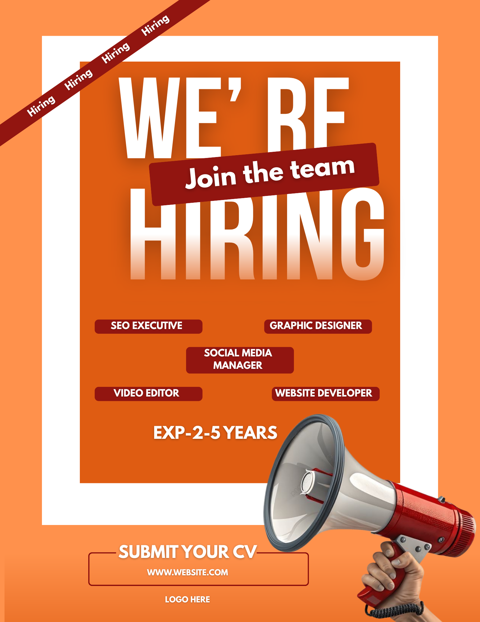 Professional now hiring flyer template for Canva featuring an editable job recruitment poster and employment opportunity details for 8.5x11 prints.