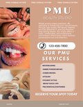 Professional PMU flyer template for Canva featuring an editable microblading price list poster and permanent makeup service menu for 8.5x11 prints.