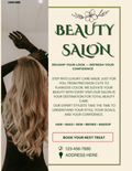 Professional salon flyer template for Canva featuring an editable beauty service menu and hair salon price list for 8.5x11 prints.
