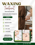 Professional waxing flyer template for Canva featuring an editable esthetician price list poster and body waxing service menu for 8.5x11 prints.